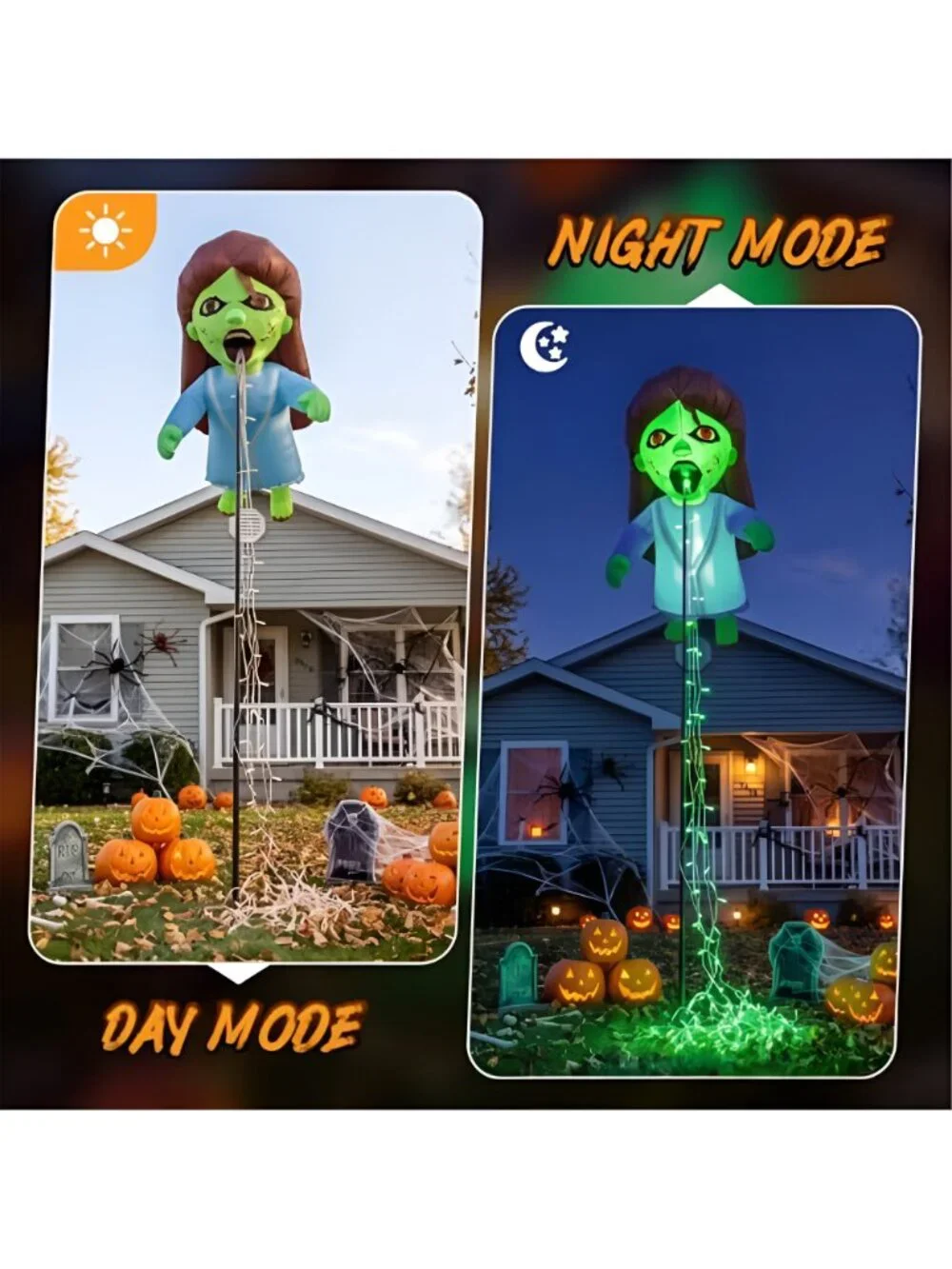 12.8FT Green Floating Ghost Doll Halloween Inflatables Outdoor Decorations